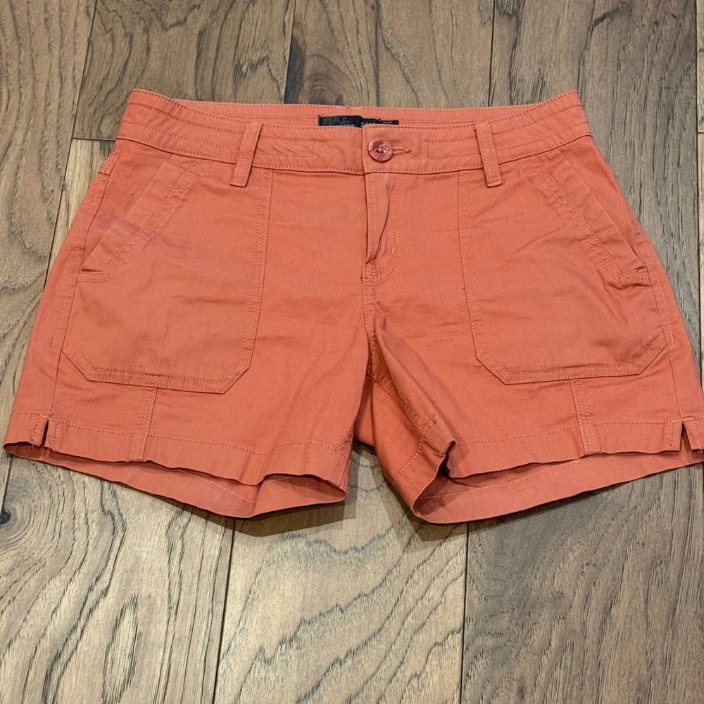 Prana Womens Kara Shorts Terracotta Orange Organic Cotton Canvas Size 2 26